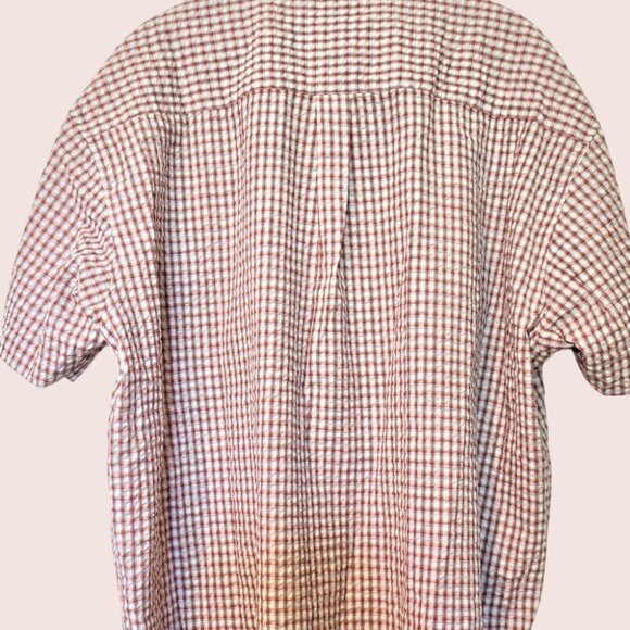 Men's 3X BLACK ICE red, blue and white plaid, short sleeve seersucker shirt - Picture 4 of 7